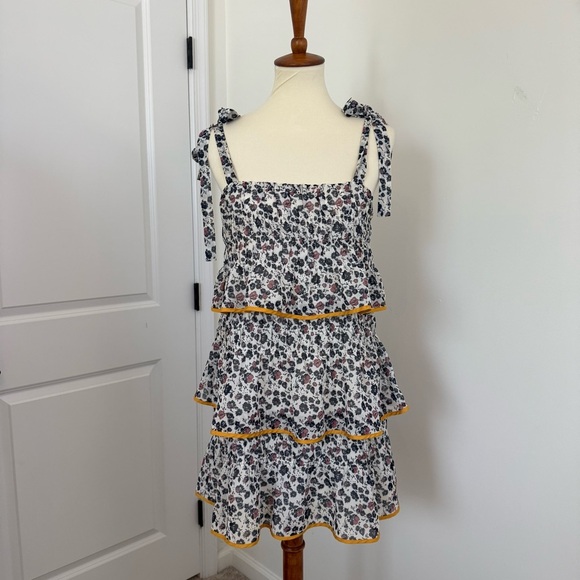 Tularosa Gloria Mini Dress Malibu Floral Revolve Size Medium Romantic Tiered - Picture 1 of 12